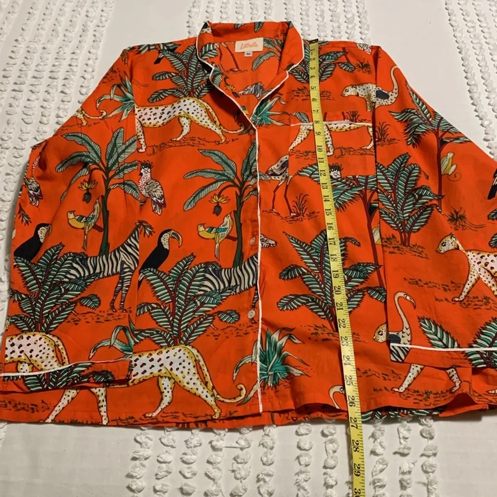 Lilbelle Women’s Kids Orange Pajama Set Medium Animal Print Fun Colorful - Picture 14 of 14